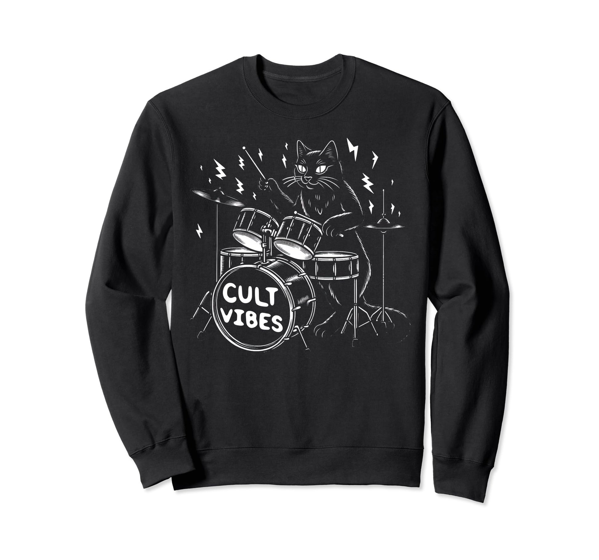 Death Metal Satanic Cat Playing Sweatshirt - Unique Graphic for Adults - T-Shirt, Sweatshirt, Hoodie