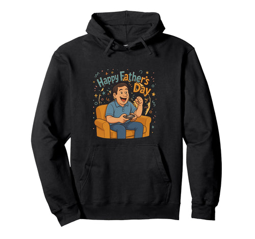 Happy Fathers Day Gamer Dad Cartoon Hoodie - Minimalist Print Men Women - T-Shirt, Sweatshirt, Hoodie
