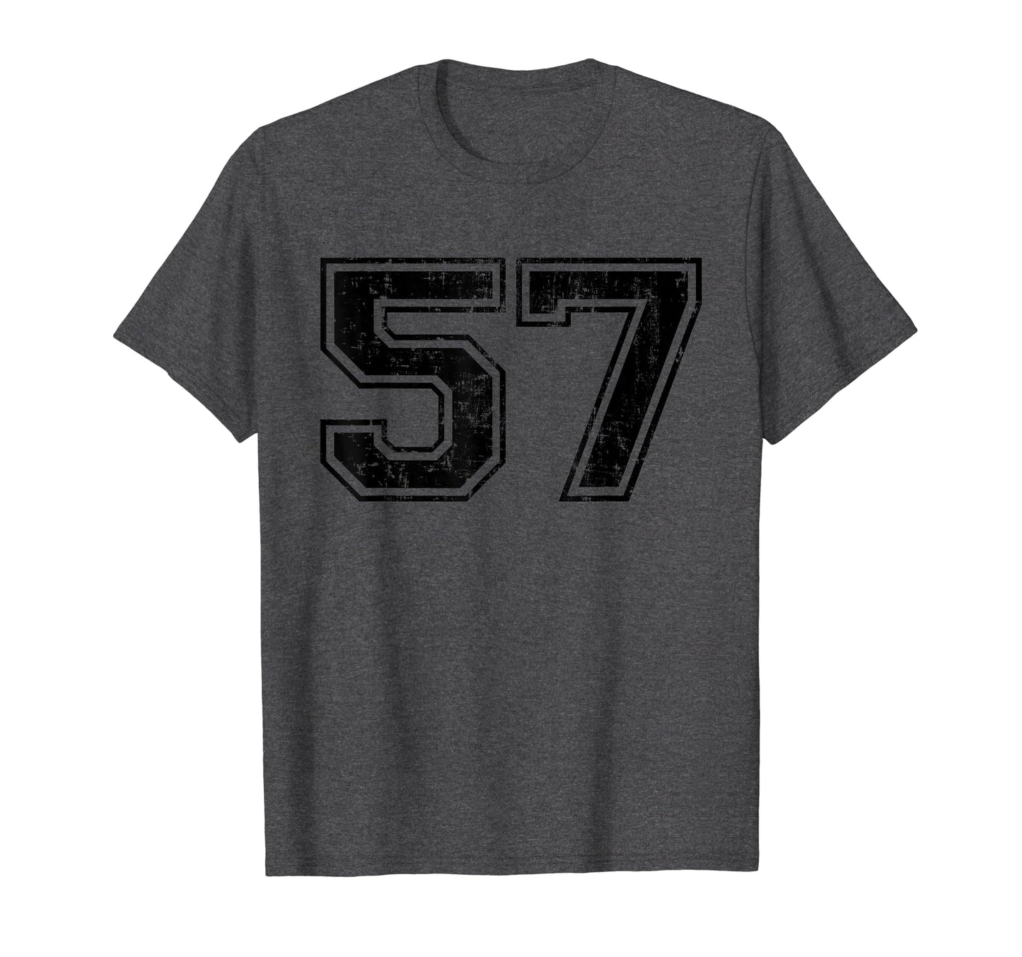 Number 57 Varsity Distressed Sport Team T-Shirt - Trendy Graphic Unisex - T-Shirt, Sweatshirt, Hoodie