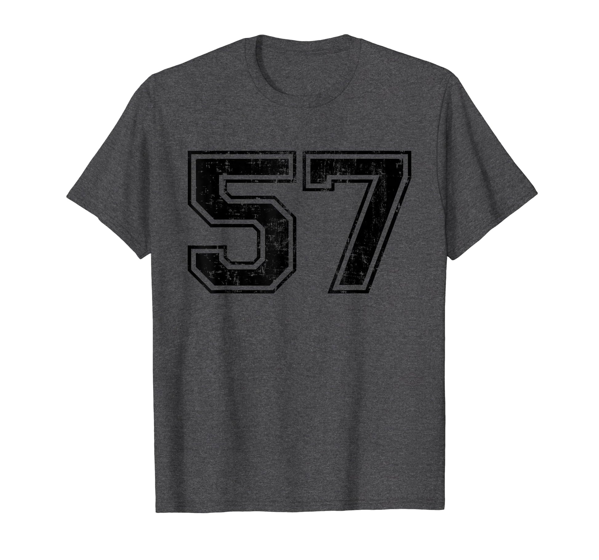 Number 57 Varsity Distressed Sport Team T-Shirt - Trendy Graphic Unisex - T-Shirt, Sweatshirt, Hoodie