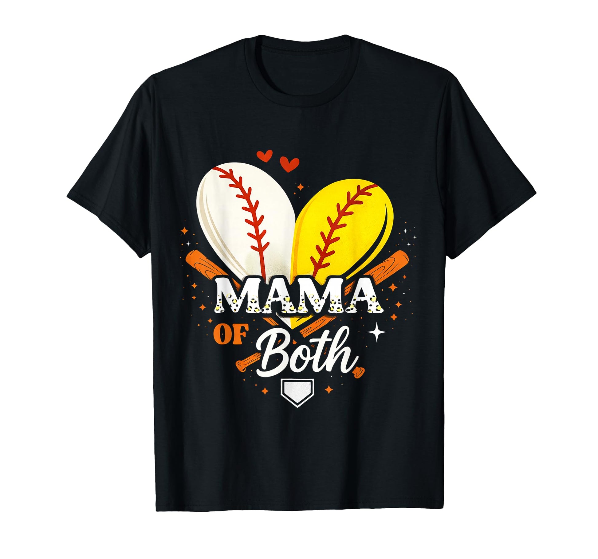 Mama Both Baseball Softball Game Day T-Shirt - Custom Art Print for Adults - T-Shirt, Sweatshirt, Hoodie