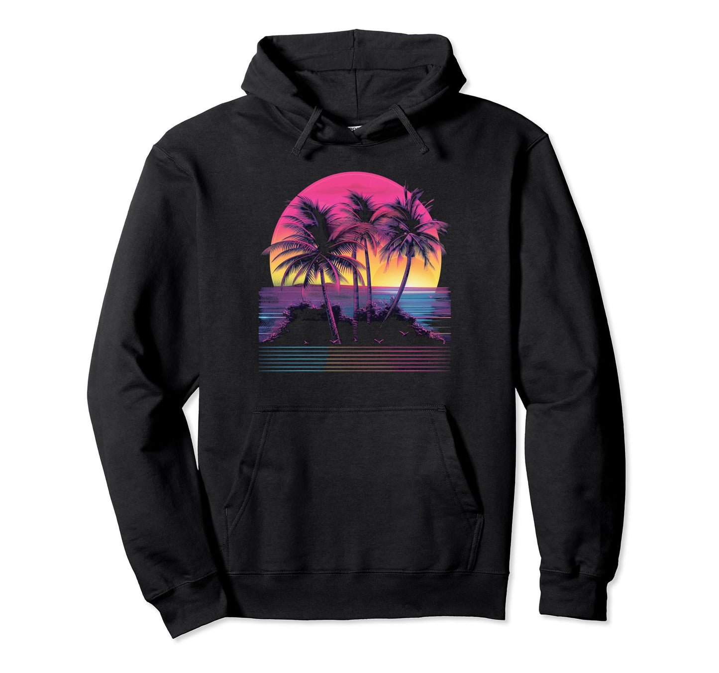 Vaporwave Palm Trees Hoodie - Streetwear Style Men Women - T-Shirt, Sweatshirt, Hoodie