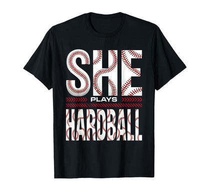 She Plays Hardball Womens Baseball T-Shirt - Trendy Graphic for Adults - T-Shirt, Sweatshirt, Hoodie