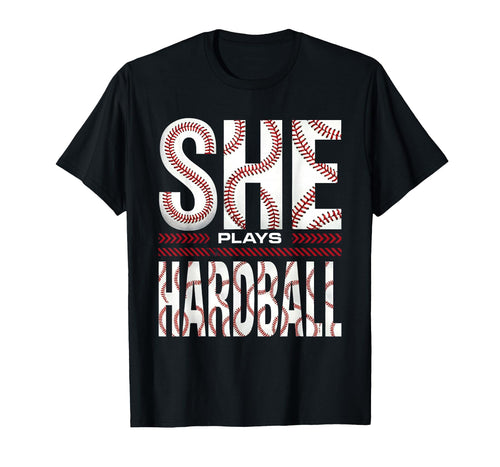 She Plays Hardball Womens Baseball T-Shirt - Trendy Graphic for Adults - T-Shirt, Sweatshirt, Hoodie