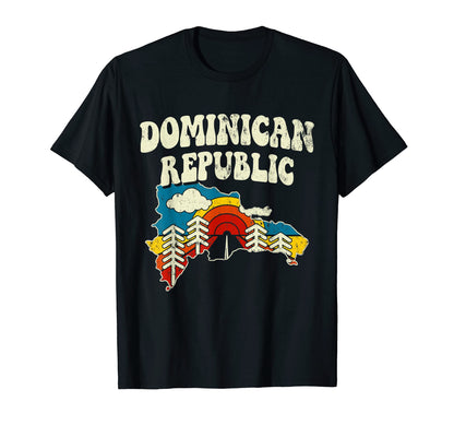 Dominican Republic Country Rainbow 70S T-Shirt - Fun Novelty Design Unisex - T-Shirt, Sweatshirt, Hoodie