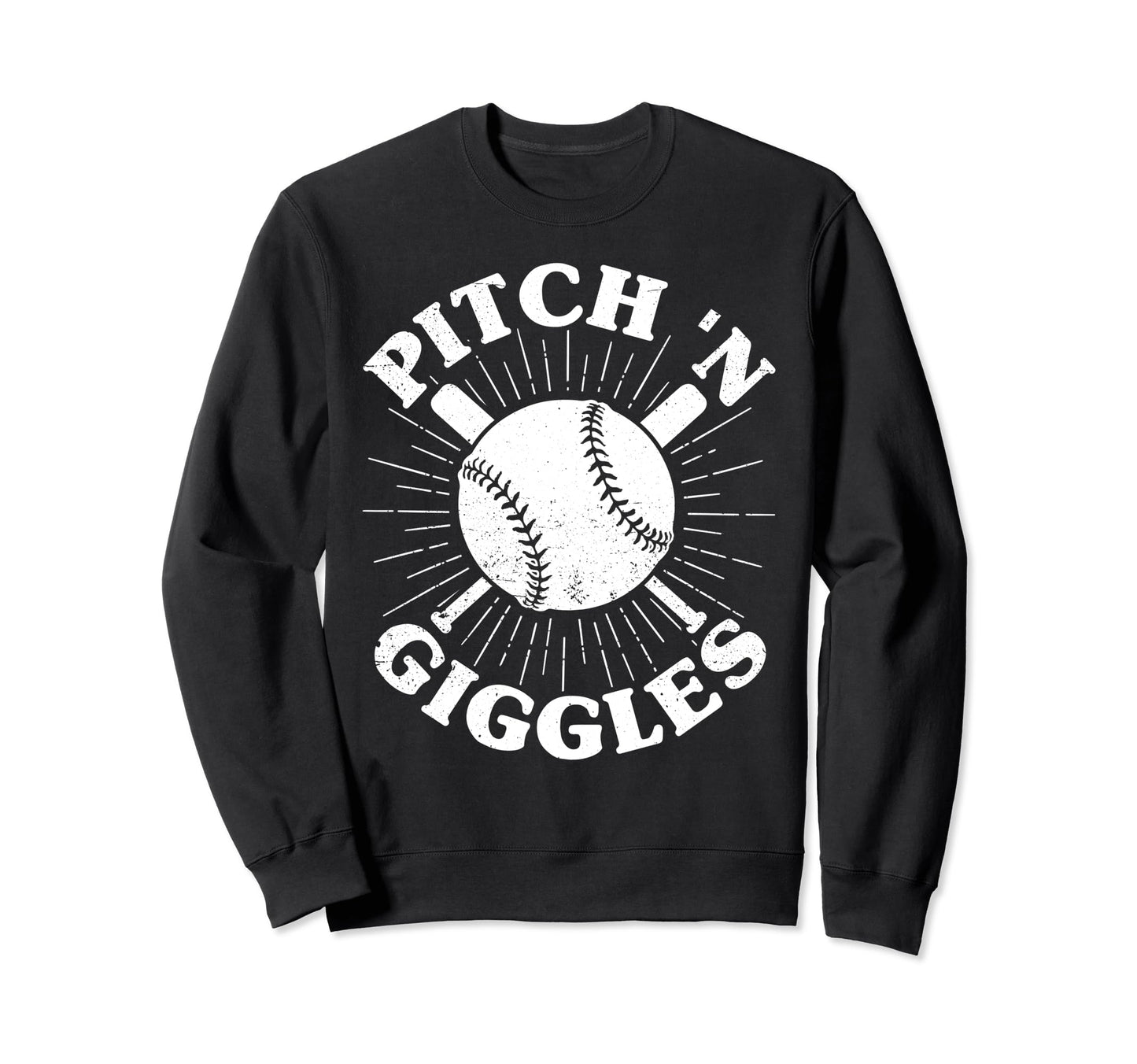 Pitch N Giggles Baseball Mom Sweatshirt - Unique Graphic for Adults - T-Shirt, Sweatshirt, Hoodie
