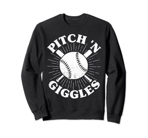 Pitch N Giggles Baseball Mom Sweatshirt - Unique Graphic for Adults - T-Shirt, Sweatshirt, Hoodie
