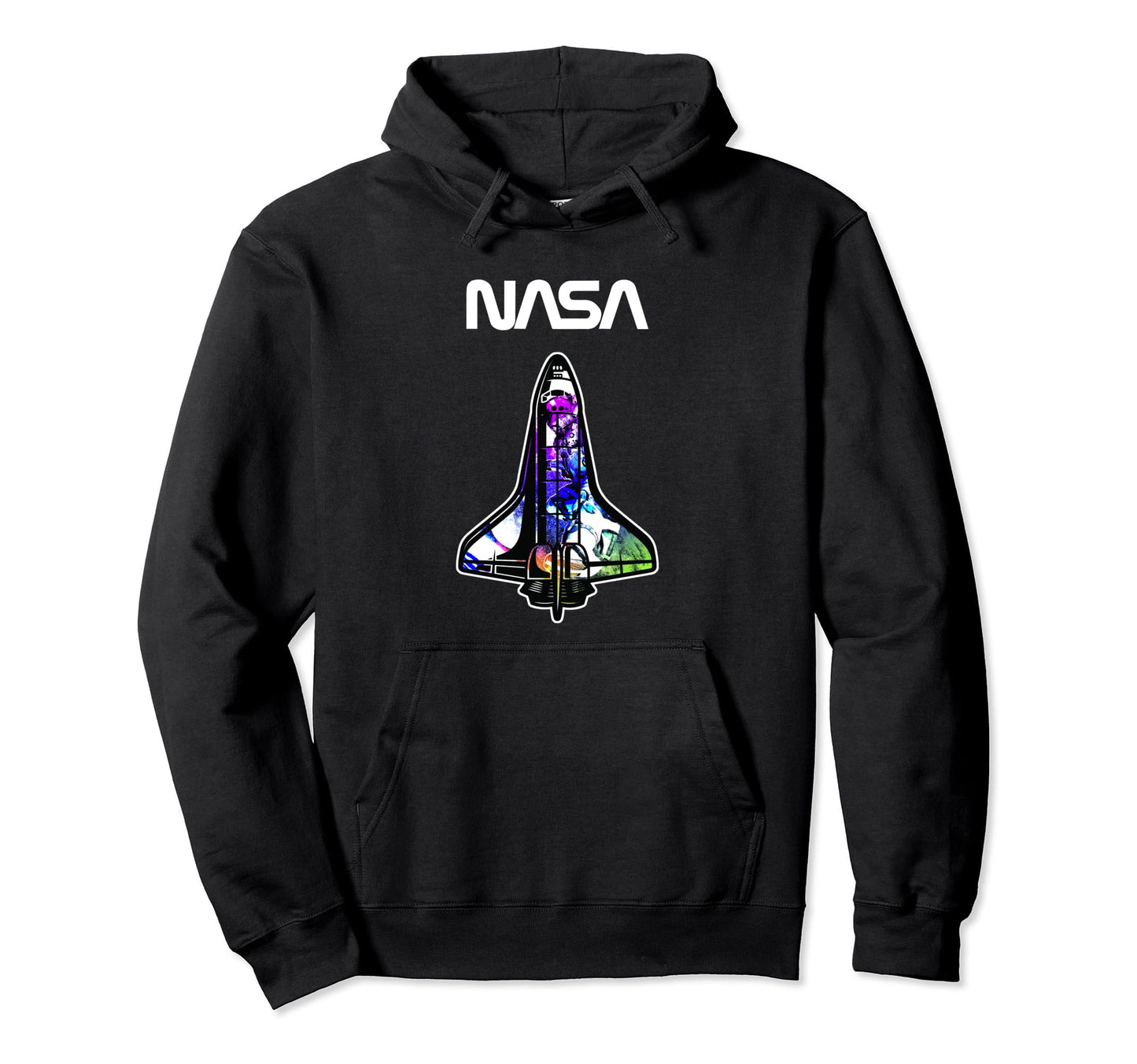 Nasa Space Shuttle Rainbow Color Badge Hoodie - Unique Graphic Men Women - T-Shirt, Sweatshirt, Hoodie