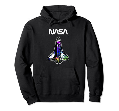 Nasa Space Shuttle Rainbow Color Badge Hoodie - Unique Graphic Men Women - T-Shirt, Sweatshirt, Hoodie