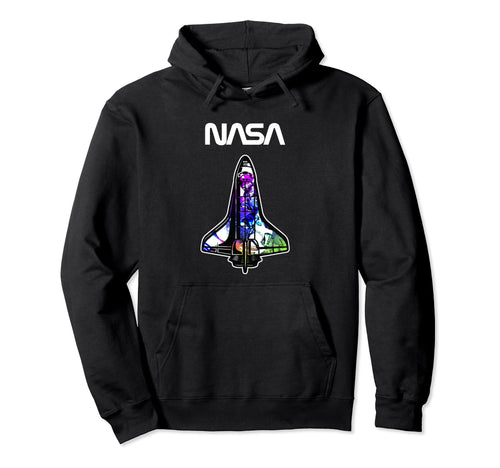 Nasa Space Shuttle Rainbow Color Badge Hoodie - Unique Graphic Men Women - T-Shirt, Sweatshirt, Hoodie