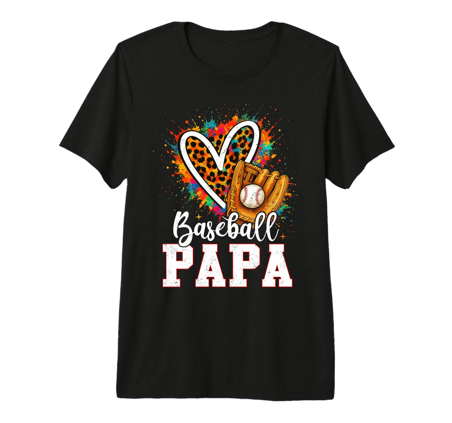 Baseball Papa Colorful Tri Blend T-Shirt - Fun Novelty Design Men Women - T-Shirt, Sweatshirt, Hoodie