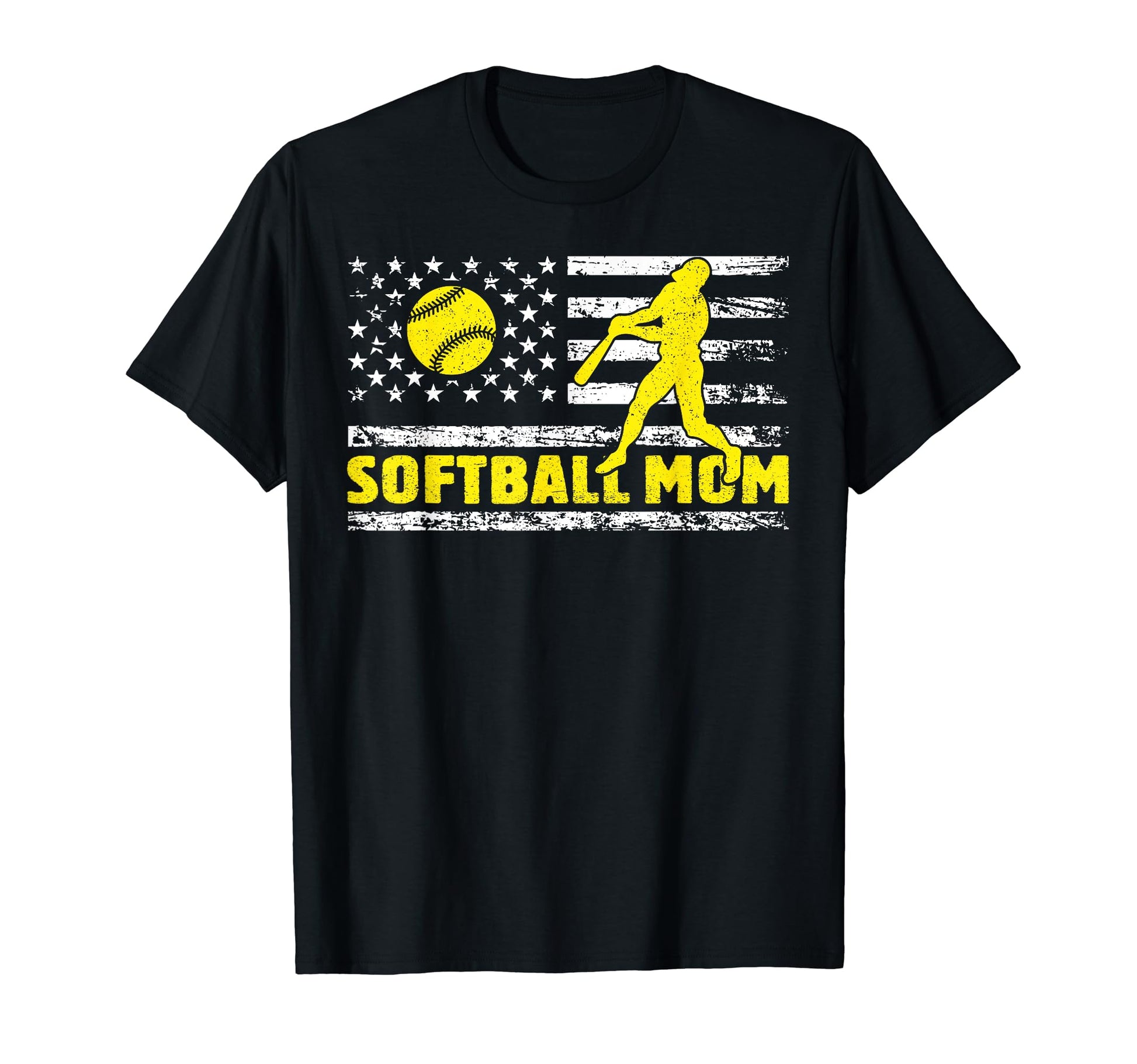 Softball Mom Usa Flag Game Day Funny T-Shirt - Casual Everyday Wear Unisex - T-Shirt, Sweatshirt, Hoodie