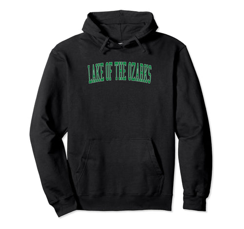 Lake Ozarks Distressed Green Varsity Hoodie - Novelty Apparel Men Women - T-Shirt, Sweatshirt, Hoodie