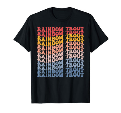 Rainbow Trout Groovy Fish T-Shirt - Minimalist Print for Adults - T-Shirt, Sweatshirt, Hoodie