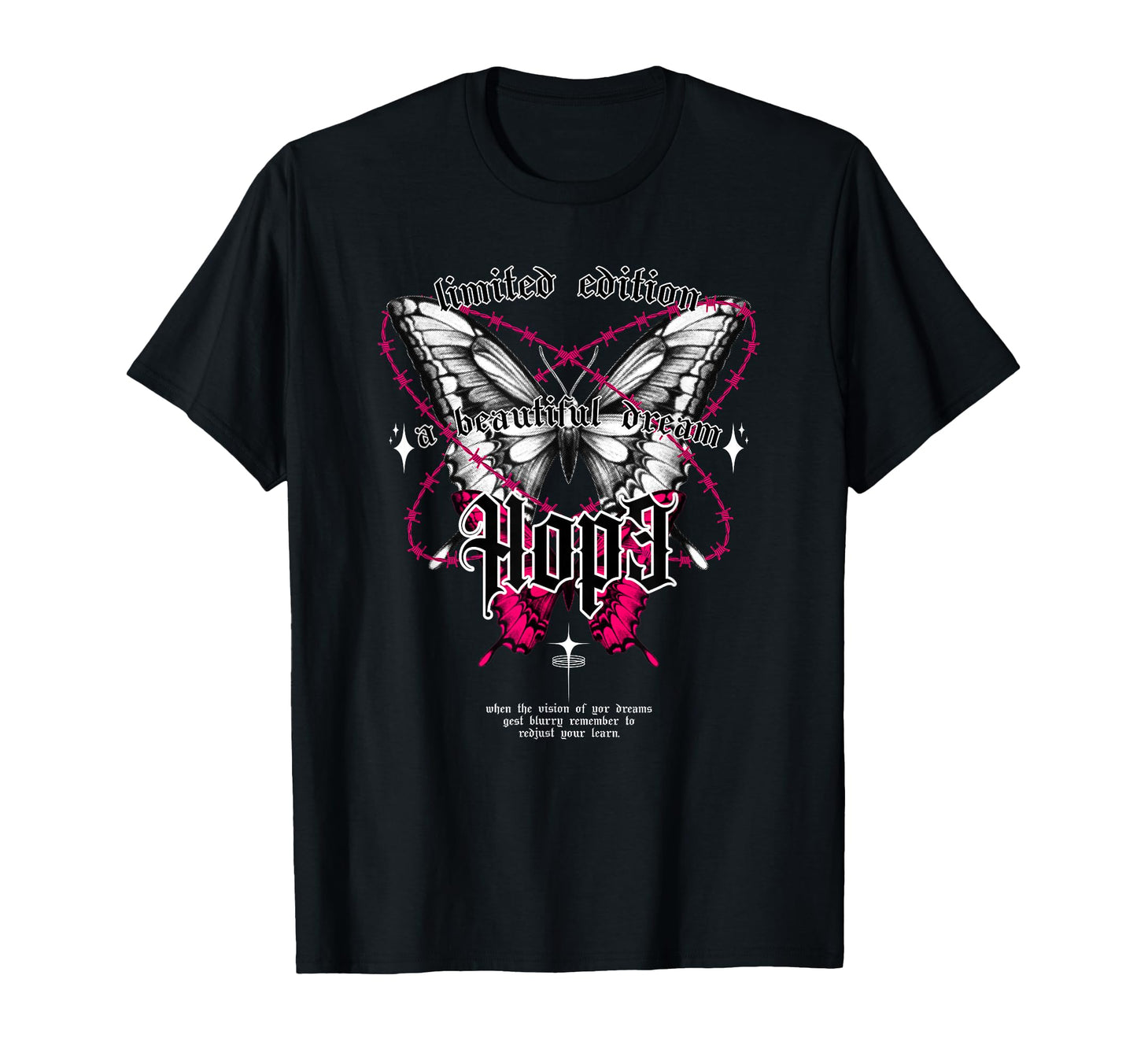 Butterfly Hope Y2K Grunge Aesthetic T-Shirt - Graphic Print for Adults - T-Shirt, Sweatshirt, Hoodie