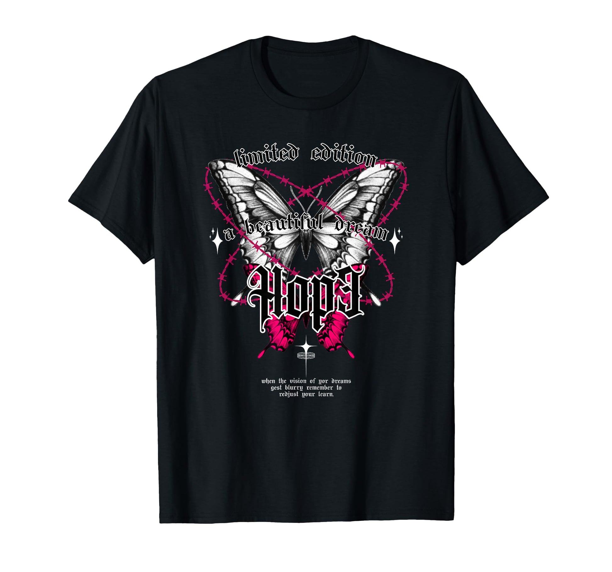 Butterfly Hope Y2K Grunge Aesthetic T-Shirt - Graphic Print for Adults - T-Shirt, Sweatshirt, Hoodie