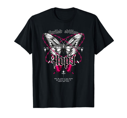 Butterfly Hope Y2K Grunge Aesthetic T-Shirt - Graphic Print for Adults - T-Shirt, Sweatshirt, Hoodie