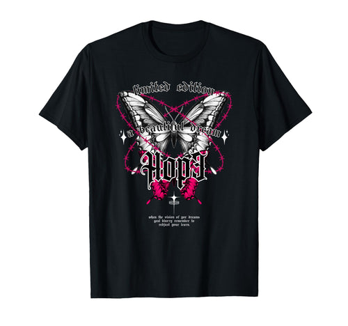 Butterfly Hope Y2K Grunge Aesthetic T-Shirt - Graphic Print for Adults - T-Shirt, Sweatshirt, Hoodie