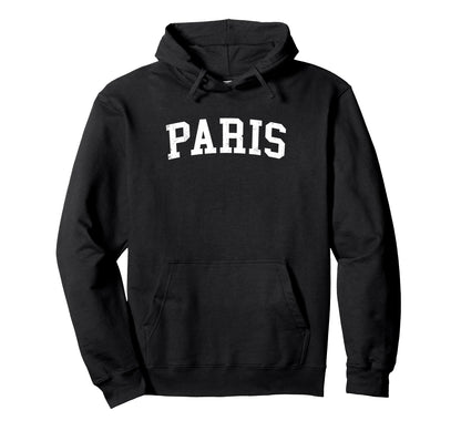Paris France Distressed White Varsity Hoodie - Custom Art Print Men Women - T-Shirt, Sweatshirt, Hoodie