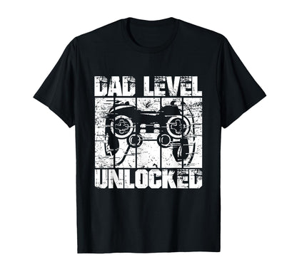 Dad Level Unlocked Gaming Controller T-Shirt - Minimalist Print for Adults - T-Shirt, Sweatshirt, Hoodie