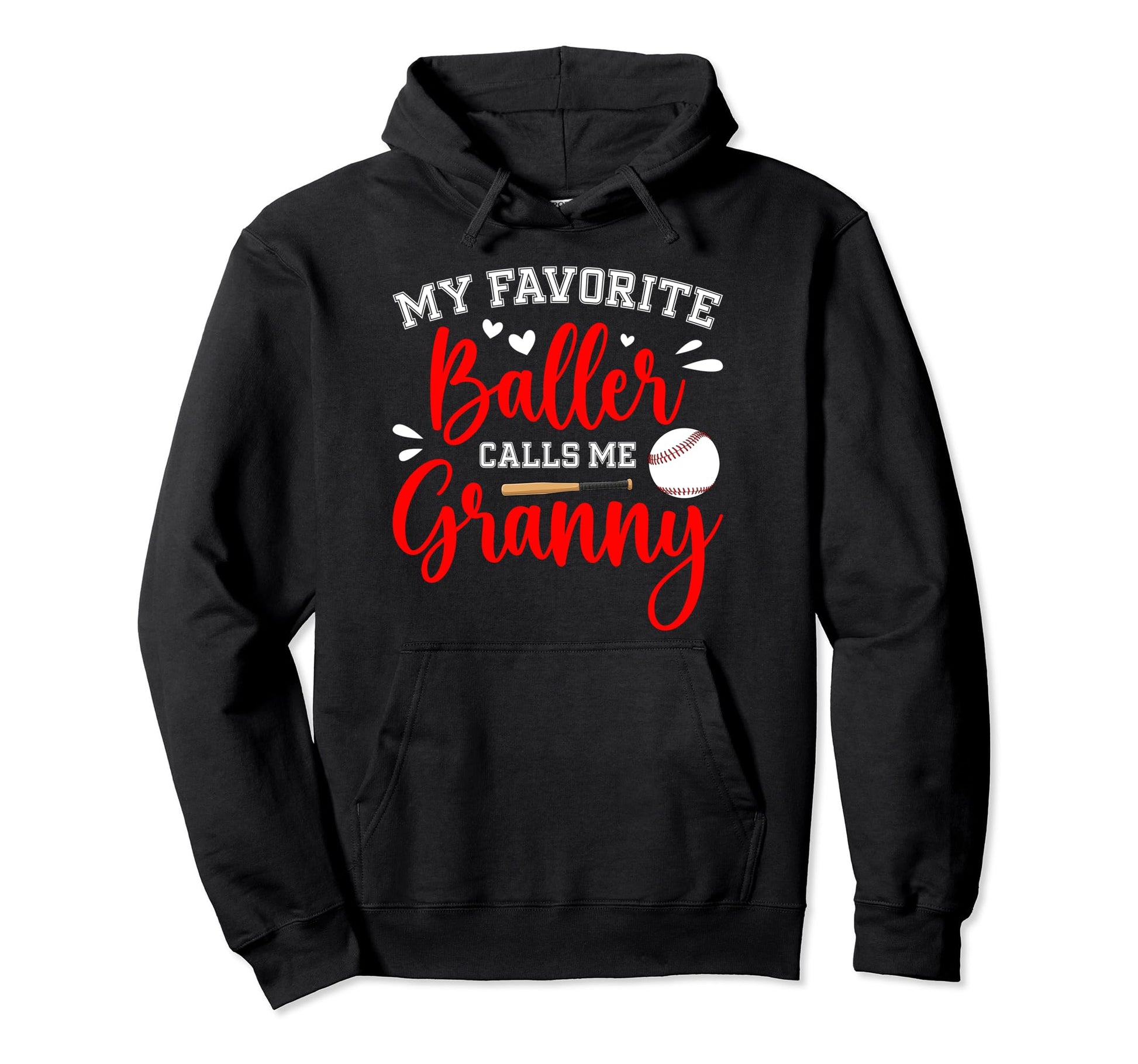Favorite Baller Baseball Granny Baseball Hoodie - Unique Graphic Men Women - T-Shirt, Sweatshirt, Hoodie