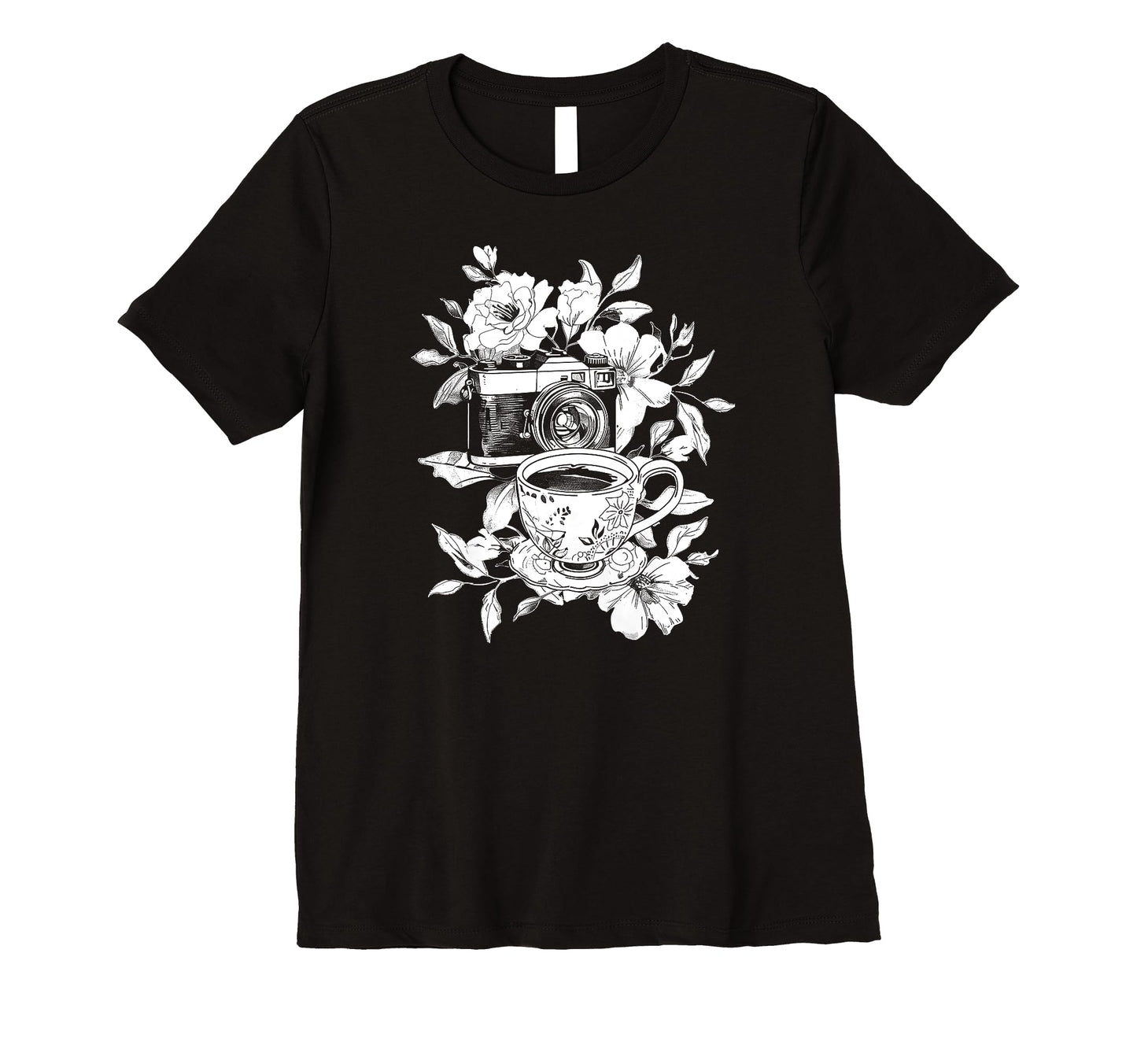 Womens Photographer Coffee Camera T-Shirt - Fun Novelty Design for Adults - T-Shirt, Sweatshirt, Hoodie