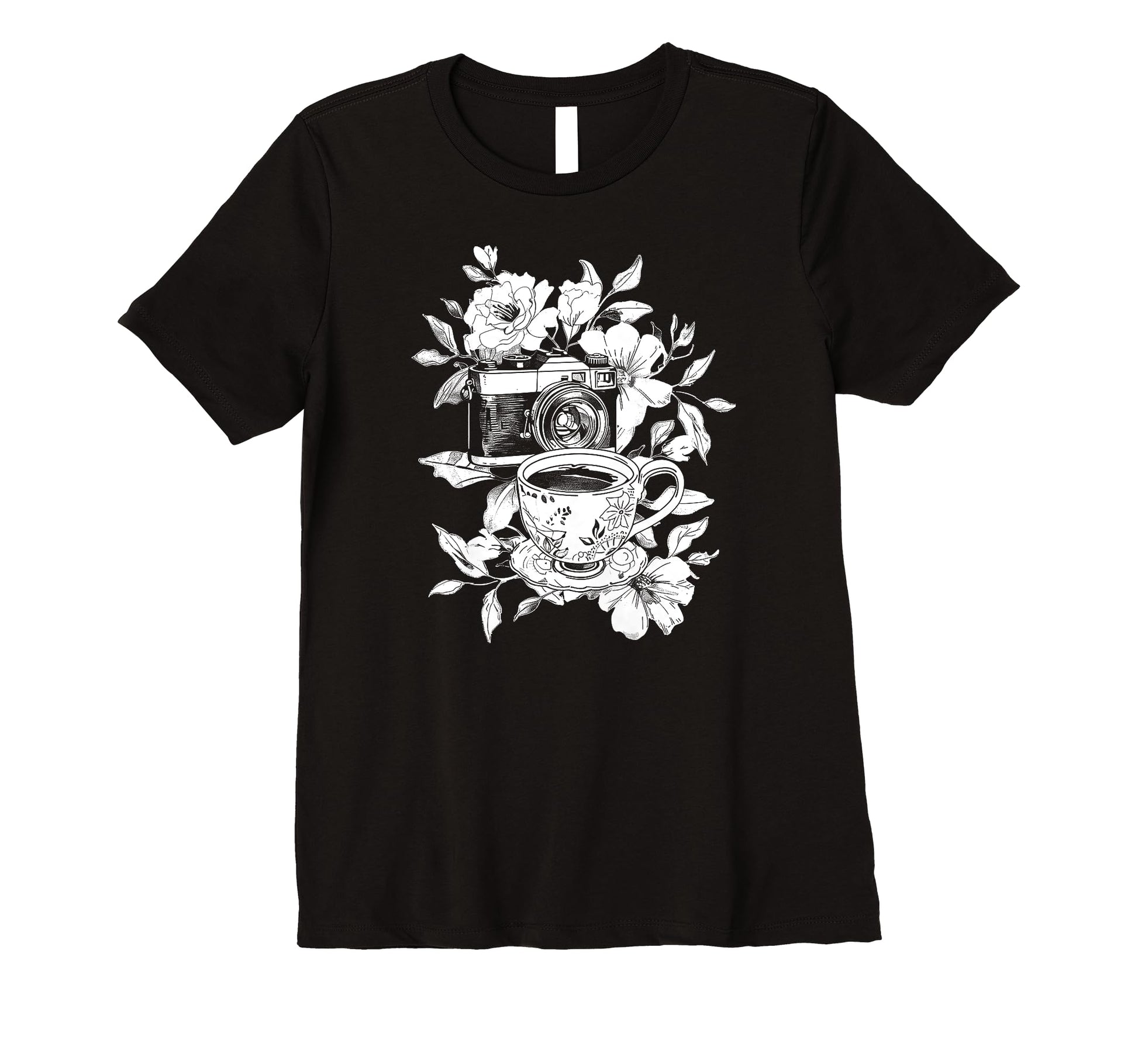 Womens Photographer Coffee Camera T-Shirt - Fun Novelty Design for Adults - T-Shirt, Sweatshirt, Hoodie