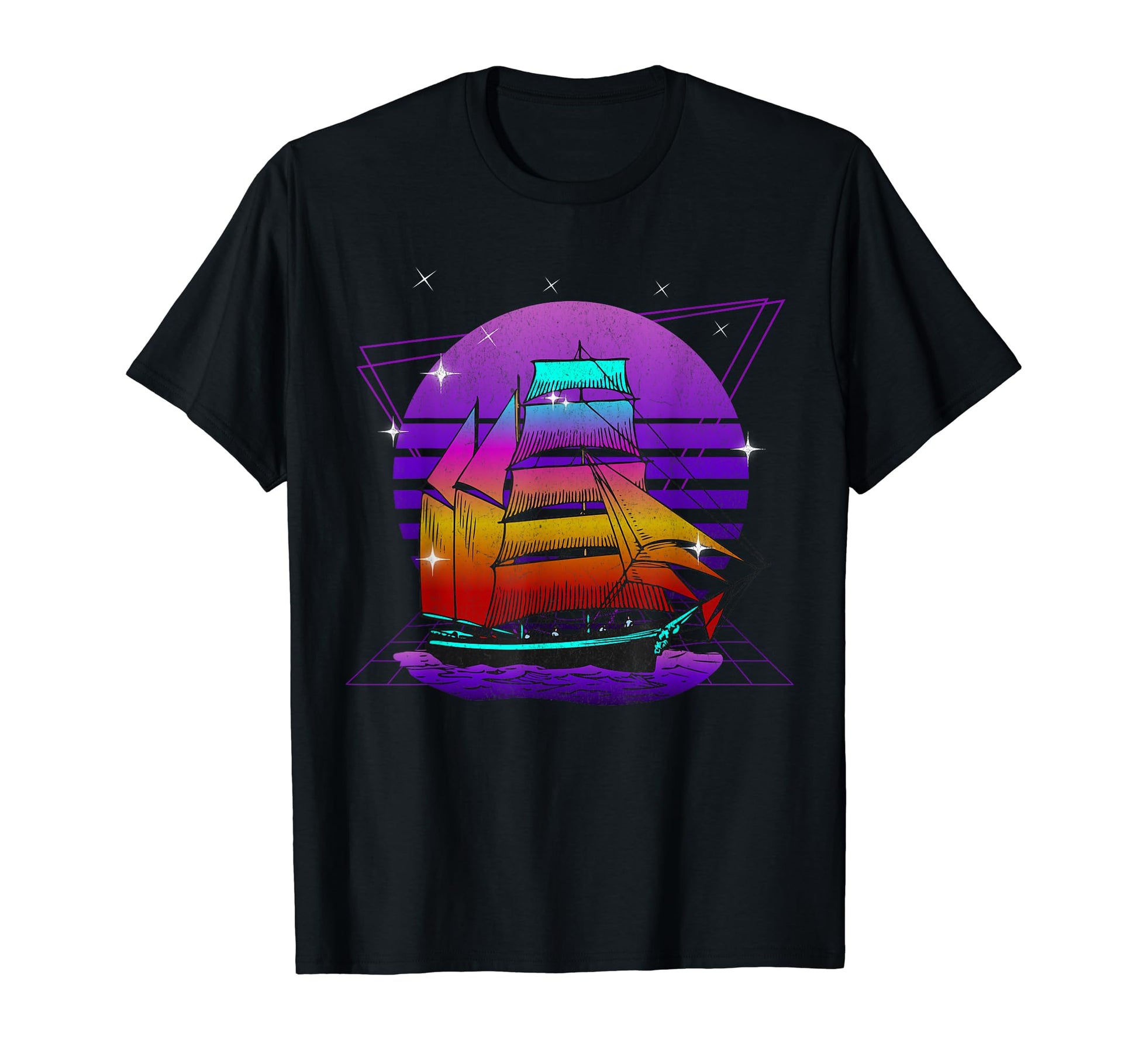Synthwave Vaporwave Sunset Pirate T-Shirt - Fun Novelty Design for Adults - T-Shirt, Sweatshirt, Hoodie
