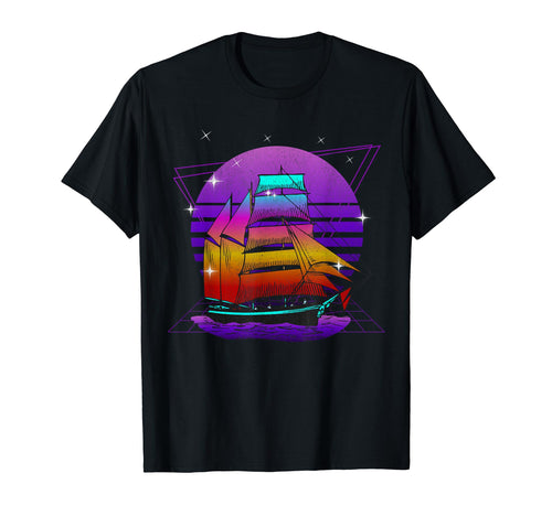 Synthwave Vaporwave Sunset Pirate T-Shirt - Fun Novelty Design for Adults - T-Shirt, Sweatshirt, Hoodie