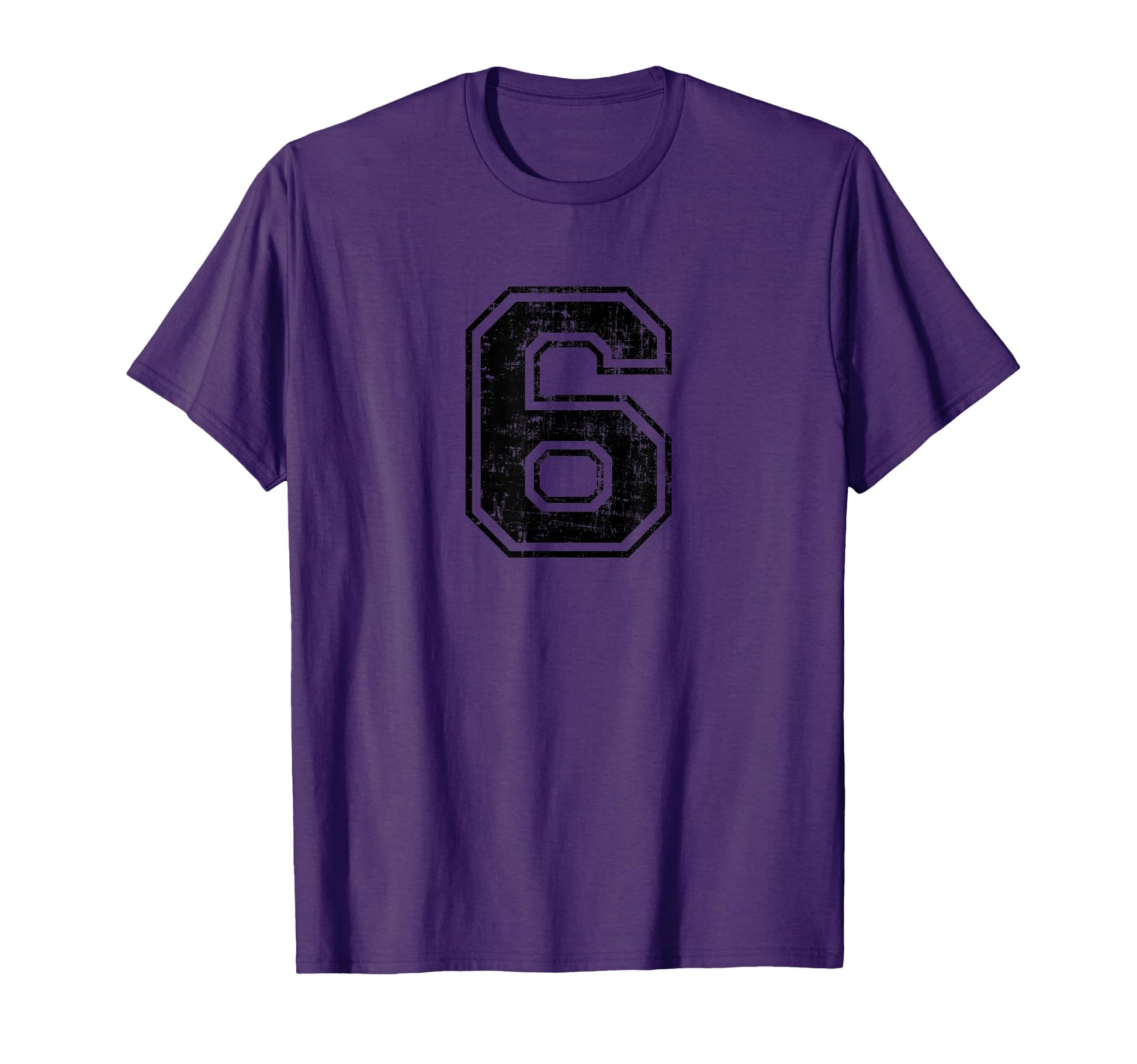 Number 6 Six Varsity Distressed Sport T-Shirt - Custom Art Print Unisex - T-Shirt, Sweatshirt, Hoodie