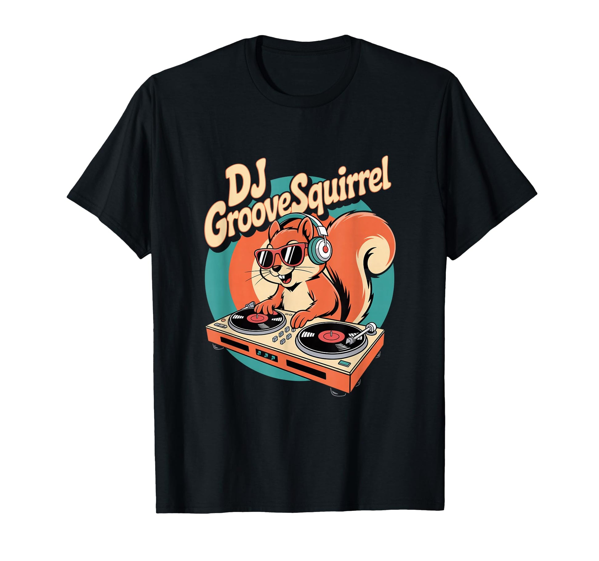 Dj Groove Squirrel Turntable Club T-Shirt - Custom Art Print for Adults - T-Shirt, Sweatshirt, Hoodie