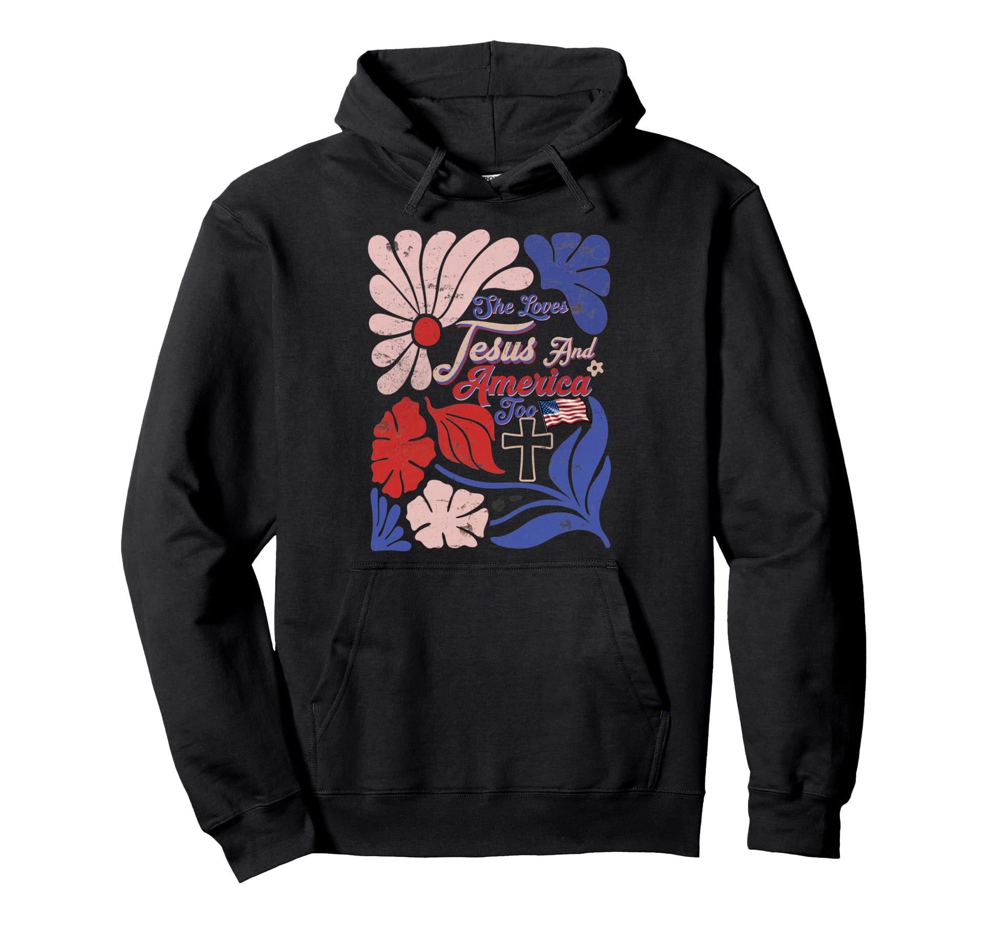 Boho Christian 4Th July She Loves Jesus Hoodie - Novelty Apparel Men Women - T-Shirt, Sweatshirt, Hoodie