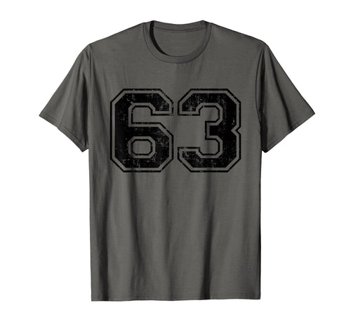 Number 63 Varsity Distressed Sport T-Shirt - Unique Graphic for Adults - T-Shirt, Sweatshirt, Hoodie