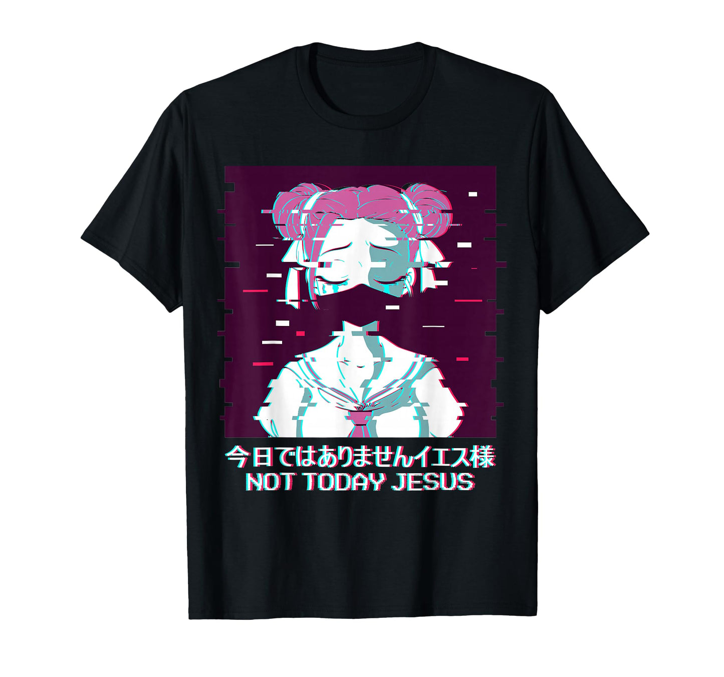 Not Today Jesus Geisha Anime Vaporwave T-Shirt - Novelty Apparel Men Women - T-Shirt, Sweatshirt, Hoodie