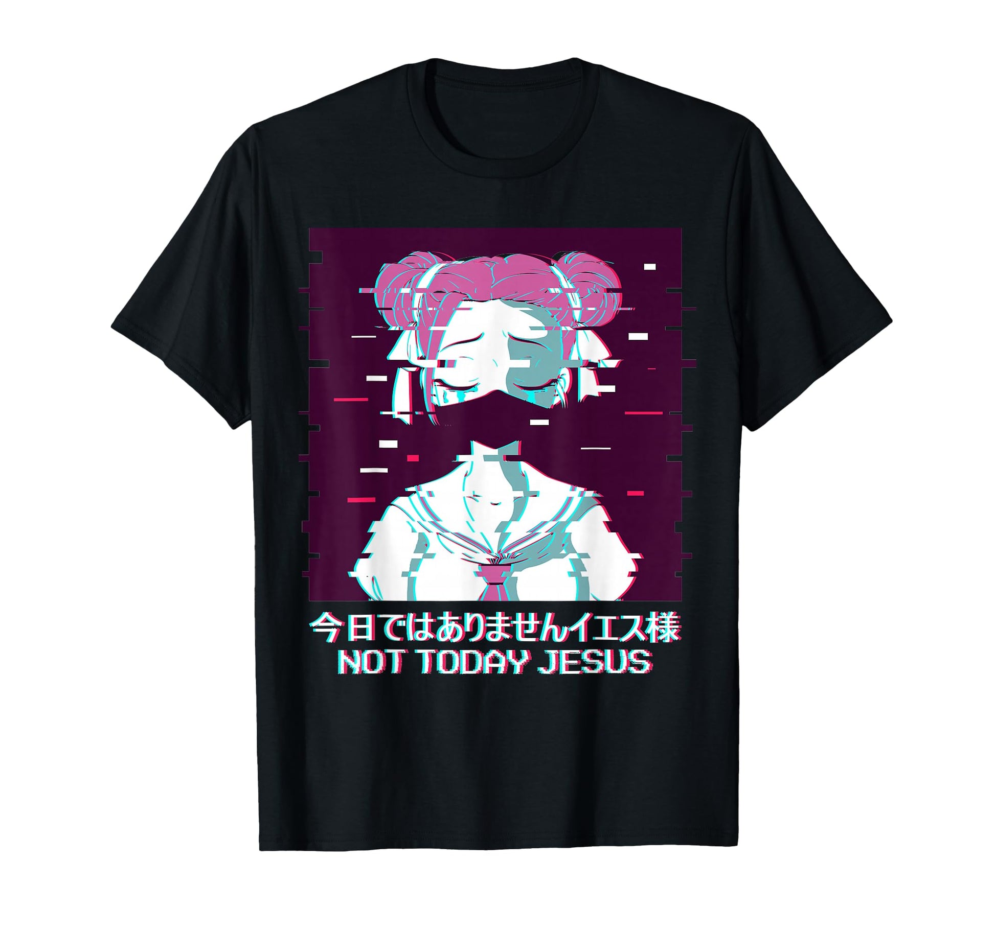 Not Today Jesus Geisha Anime Vaporwave T-Shirt - Novelty Apparel Men Women - T-Shirt, Sweatshirt, Hoodie