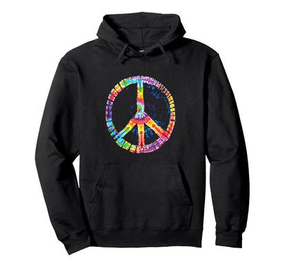 Peace Sign Rainbow Tie Dye Swirl Peace Hoodie - Unique Graphic Men Women - T-Shirt, Sweatshirt, Hoodie
