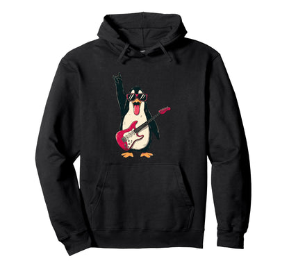 Rockstar Penguin Sunglasses Electric Hoodie - Unique Graphic Men Women - T-Shirt, Sweatshirt, Hoodie