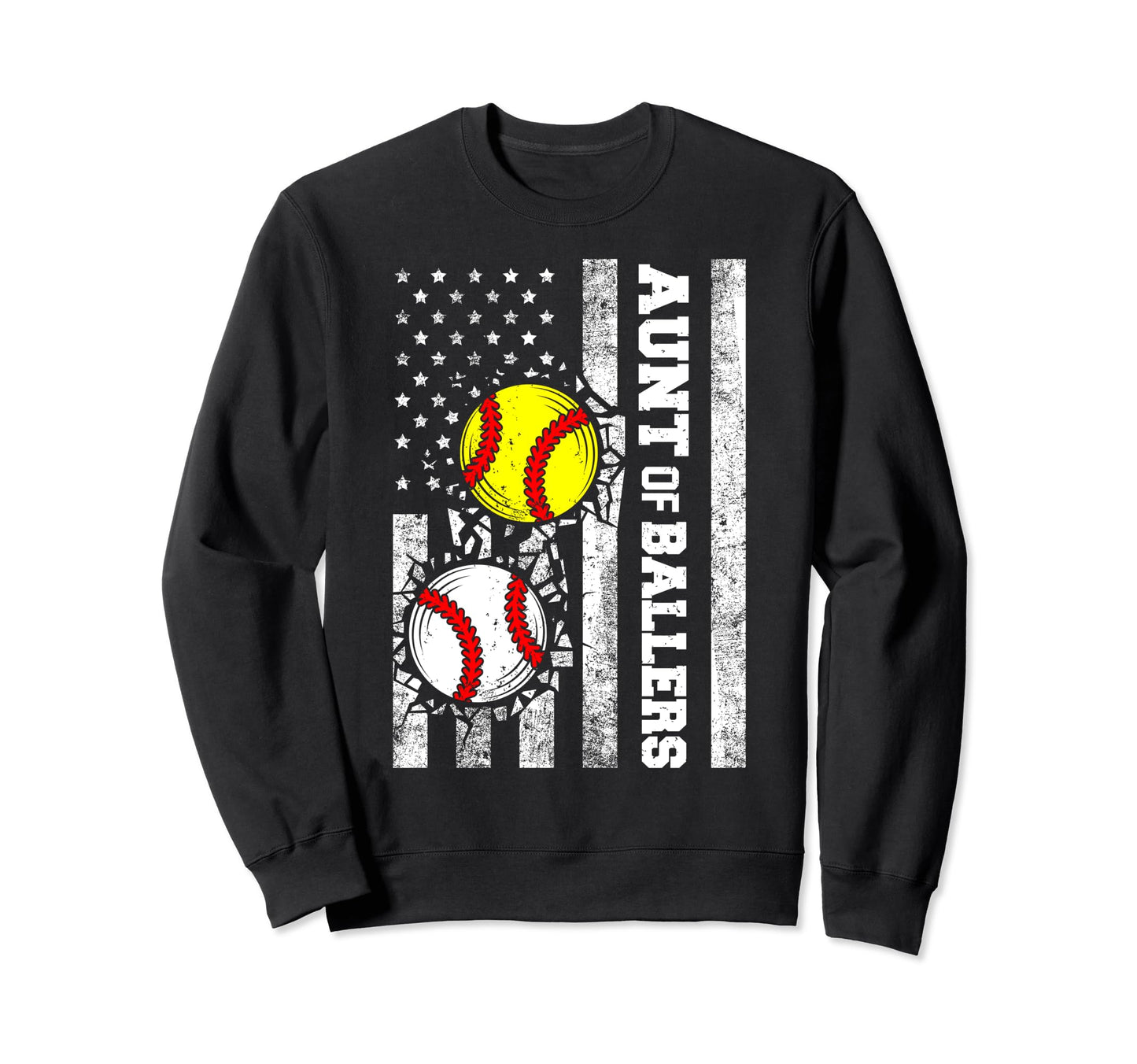 Aunt Ballers Funny Usa Flag Baseball Sweatshirt - Aesthetic Graphic Unisex - T-Shirt, Sweatshirt, Hoodie