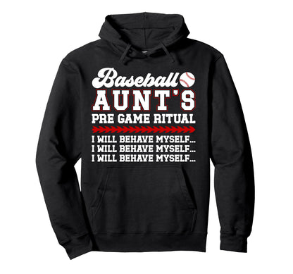 Baseball Aunt Funny Aunt Baseball Hoodie - Fun Novelty Design Men Women - T-Shirt, Sweatshirt, Hoodie