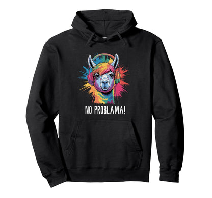 No Problama Llama Music Teens Rainbow Hoodie - Trendy Graphic Unisex - T-Shirt, Sweatshirt, Hoodie