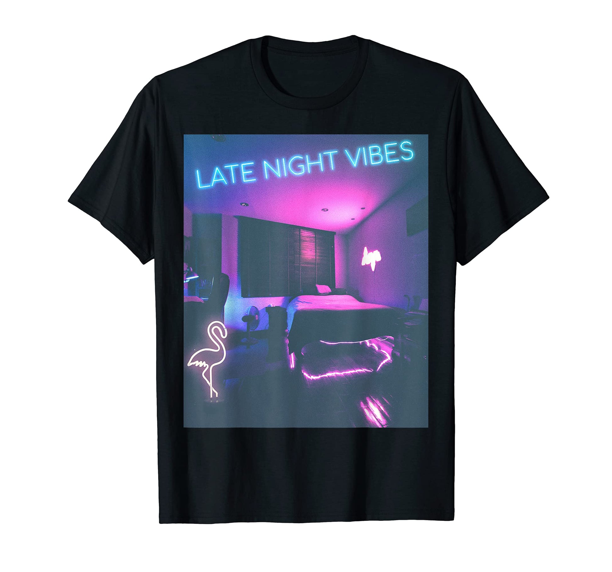 Late Night Vibes Aesthetic Bedroom T-Shirt - Minimalist Print Men Women - T-Shirt, Sweatshirt, Hoodie