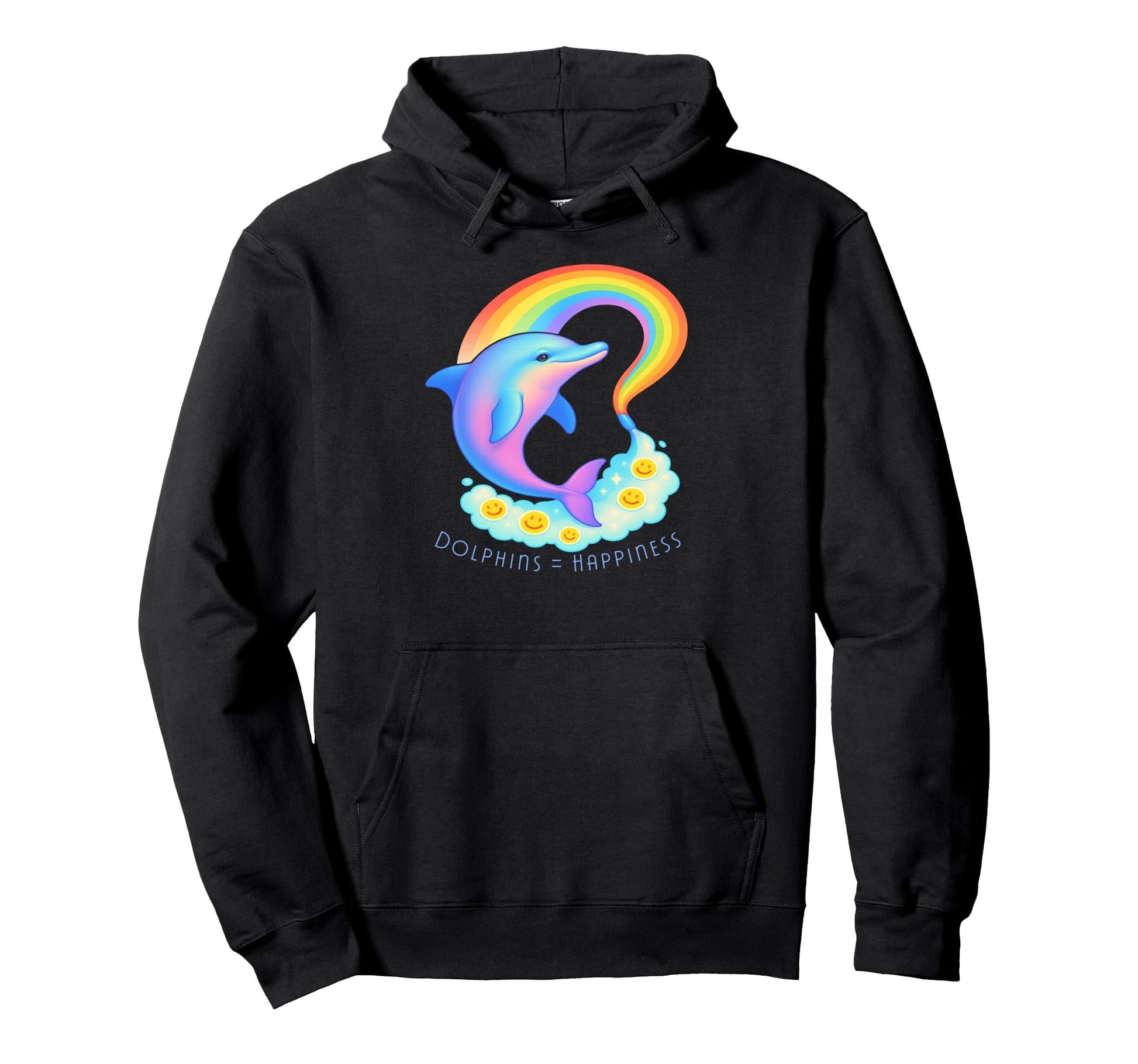 Dolphins Happiness Dreamy Colorful Hoodie - Aesthetic Graphic for Adults - T-Shirt, Sweatshirt, Hoodie