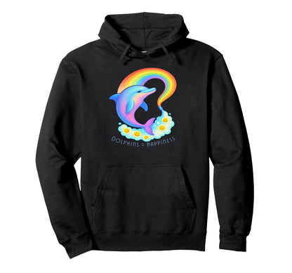 Dolphins Happiness Dreamy Colorful Hoodie - Aesthetic Graphic for Adults - T-Shirt, Sweatshirt, Hoodie