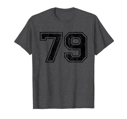 Number 79 Varsity Distressed Sport T-Shirt - Streetwear Style for Adults - T-Shirt, Sweatshirt, Hoodie