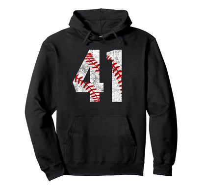 Distressed Baseball Number 41 Jersey Hoodie - Custom Art Print Men Women - T-Shirt, Sweatshirt, Hoodie