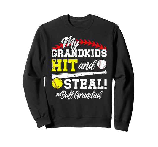Ball Grandad Baseball Softball Grandad Sweatshirt - Unique Graphic Unisex - T-Shirt, Sweatshirt, Hoodie