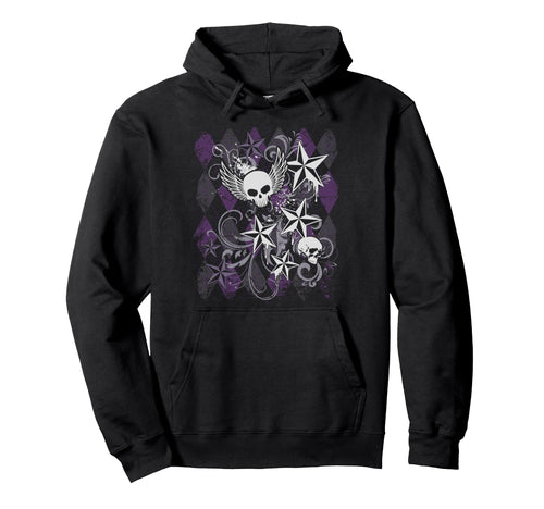 Y2K Grunge Skull Wings Star Purple Hoodie - Aesthetic Graphic for Adults - T-Shirt, Sweatshirt, Hoodie