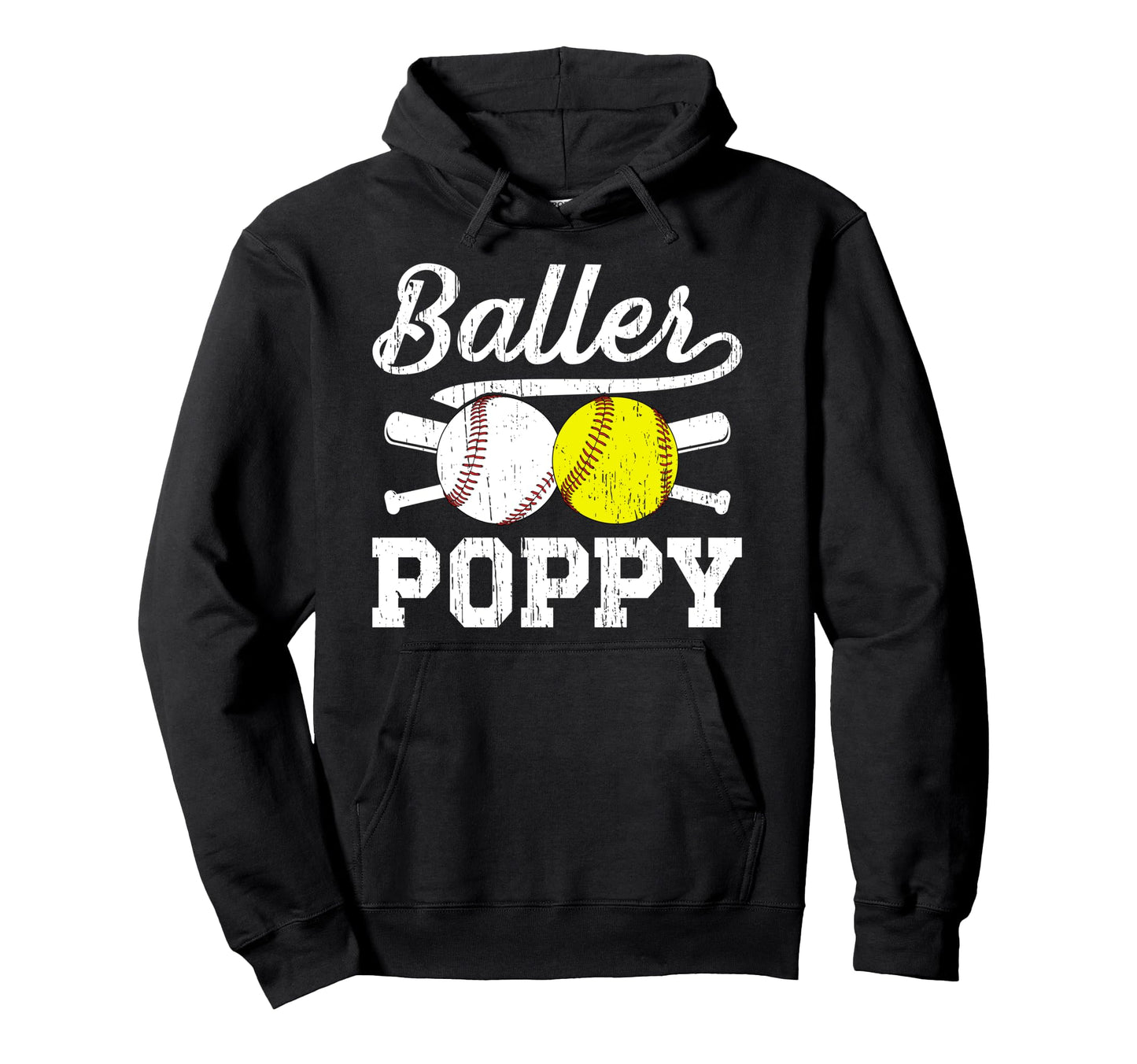 Baller Poppy Proud Softball Baseball Hoodie - Fun Novelty Design Men Women - T-Shirt, Sweatshirt, Hoodie
