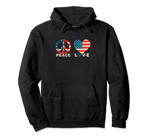 Peace Love And Usa Peace Symbol America Lover Hoodie - Graphic Print Unisex - T-Shirt, Sweatshirt, Hoodie
