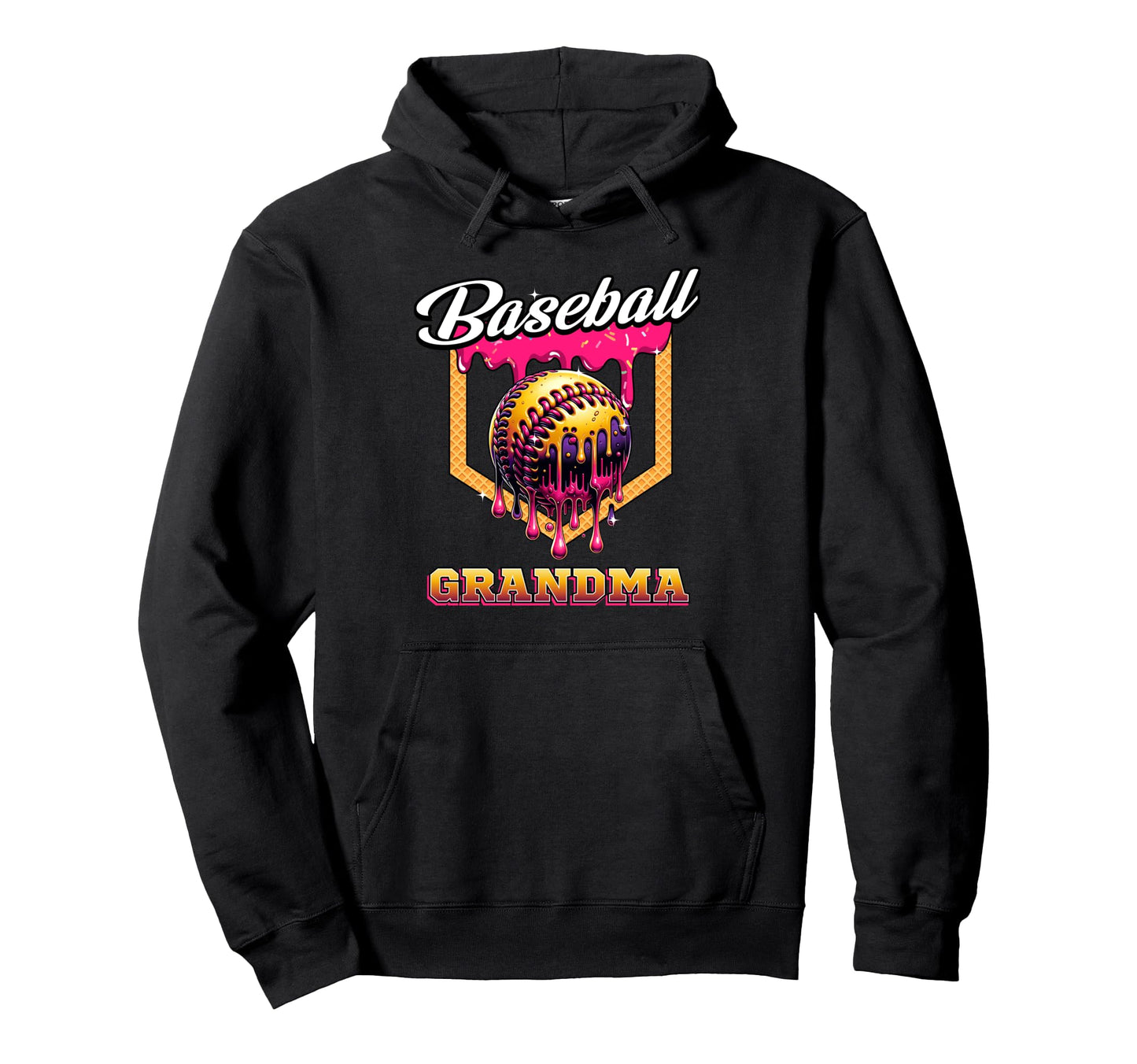 Baseball Grandma Ice Cream Drip Home Hoodie - Unique Graphic for Adults - T-Shirt, Sweatshirt, Hoodie